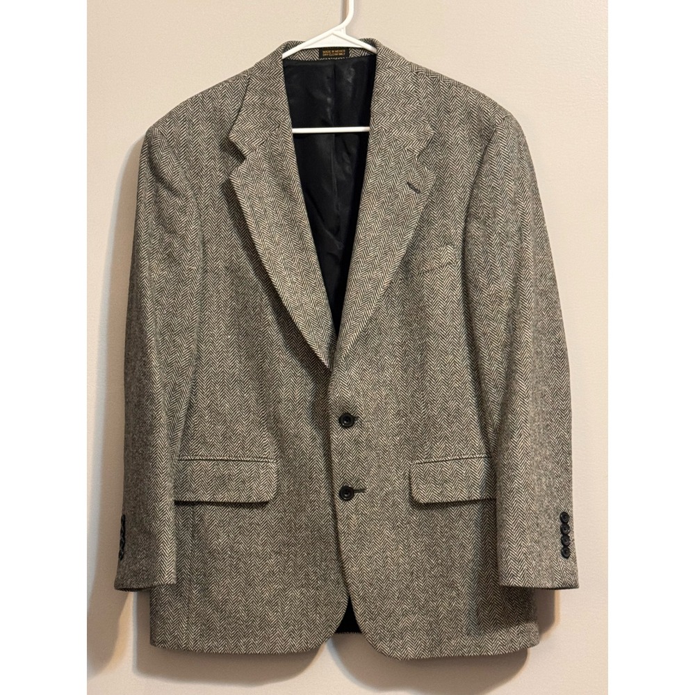 Oscar de‎ la Renta Wool Lambswool Herringbone Sport Coat Blazer 40R